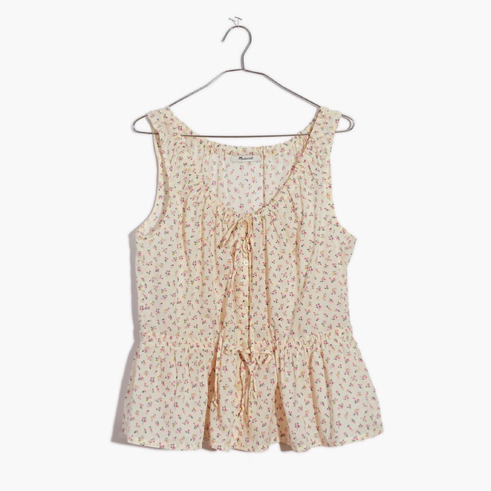 Madewell Shirred Drawstring Tank Top - Bright Buds